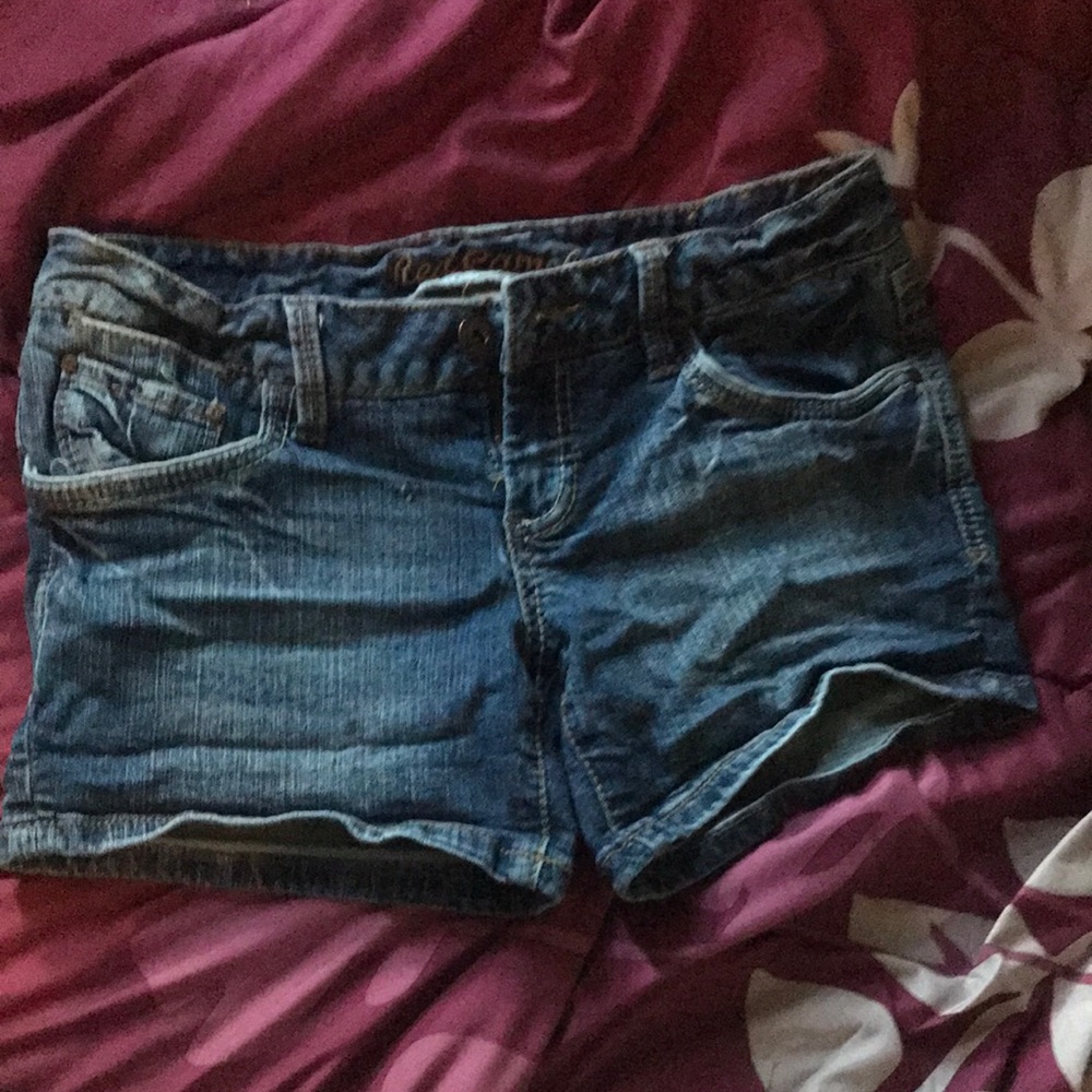 Low rise dark wash Jean shorts